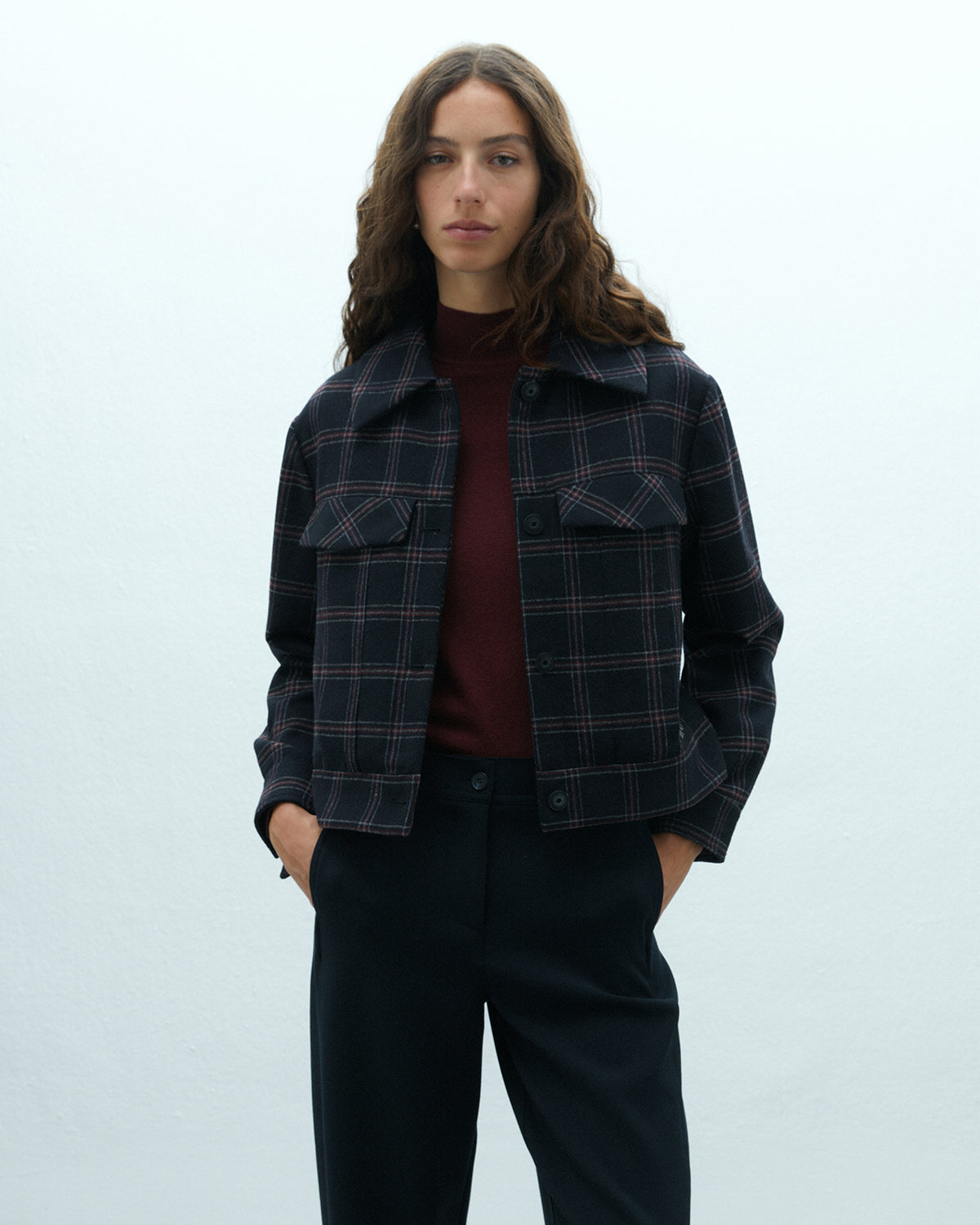 Chaqueta de mujer estampada cuadros forrada