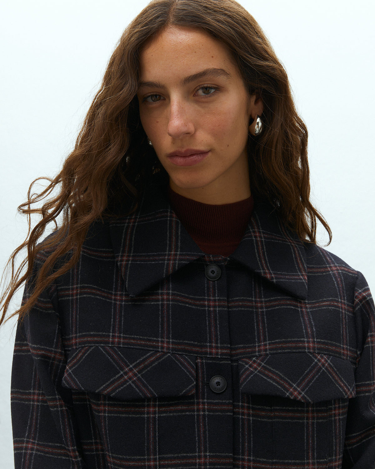 Chaqueta de mujer estampada cuadros forrada