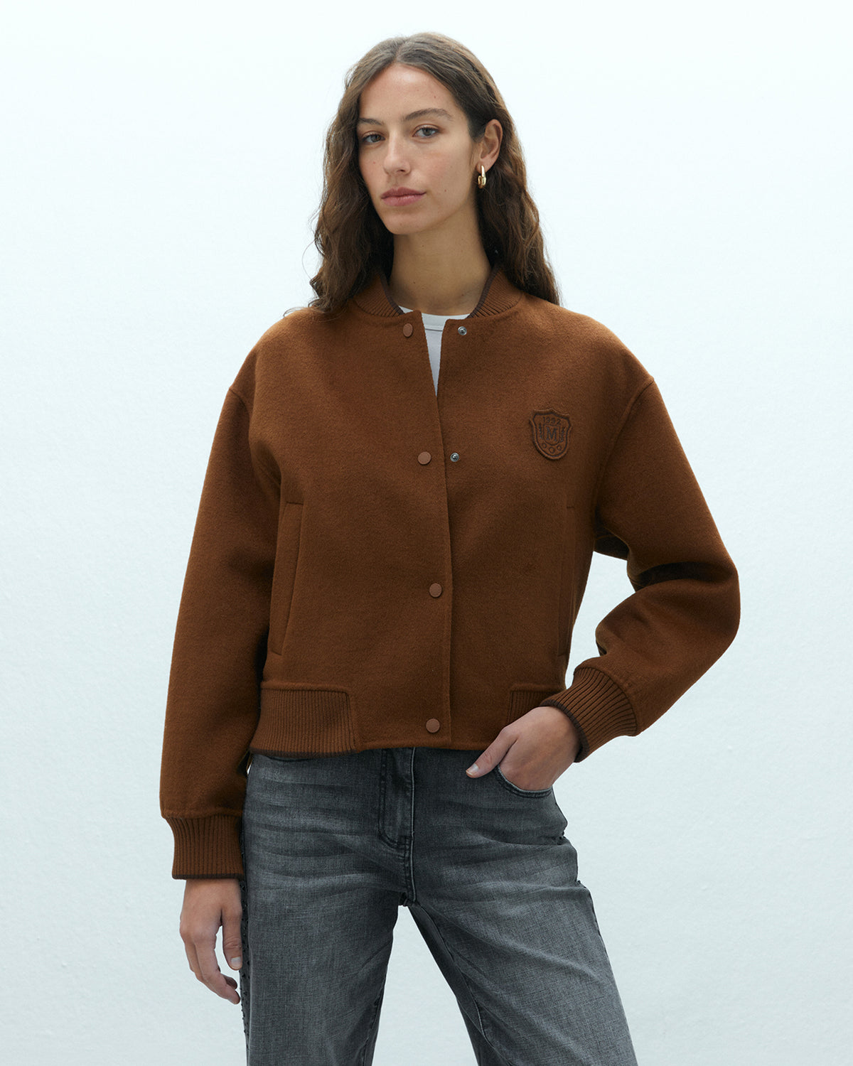 Cazadora de mujer bomber de paño