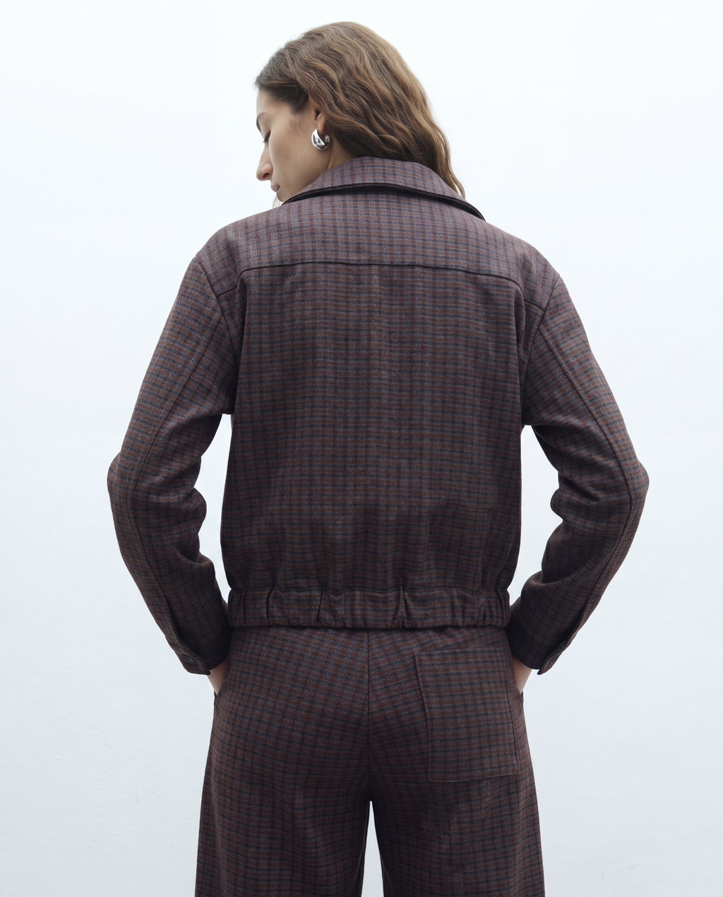 Chaqueta de mujer de punto estampado cuadros