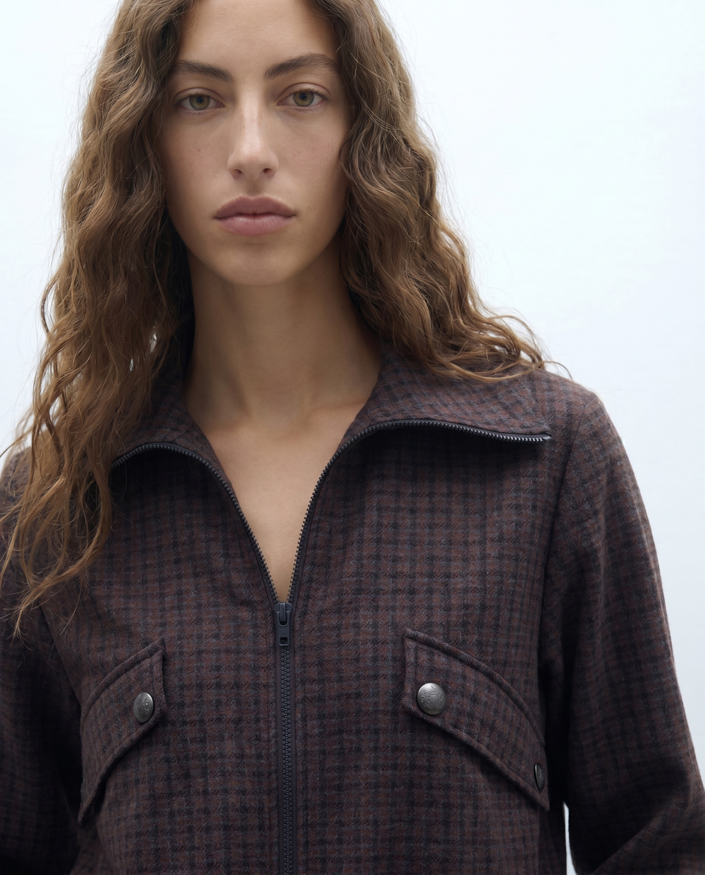 Chaqueta de mujer de punto estampado cuadros