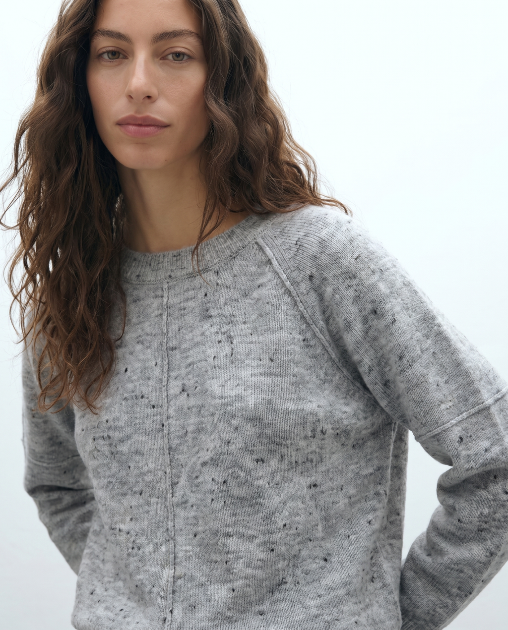 Jersey de mujer jaspeado escote redondo manga larga