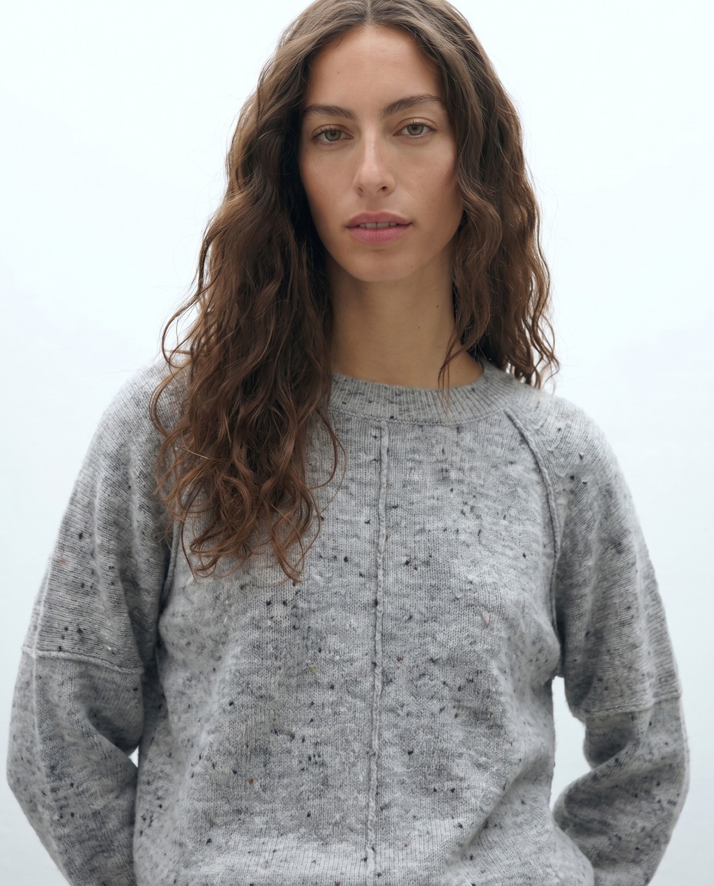 Jersey de mujer jaspeado escote redondo manga larga