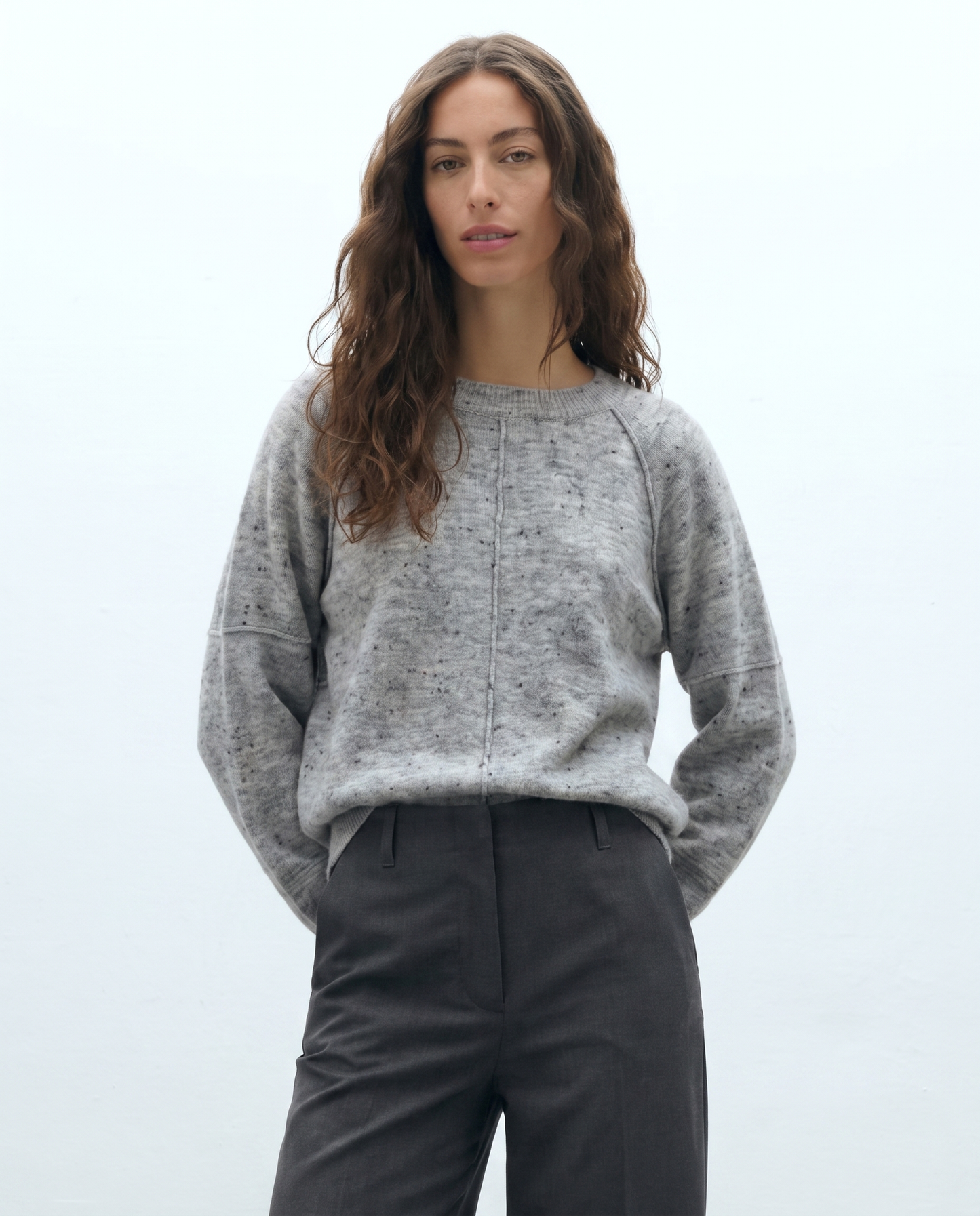 Jersey de mujer jaspeado escote redondo manga larga
