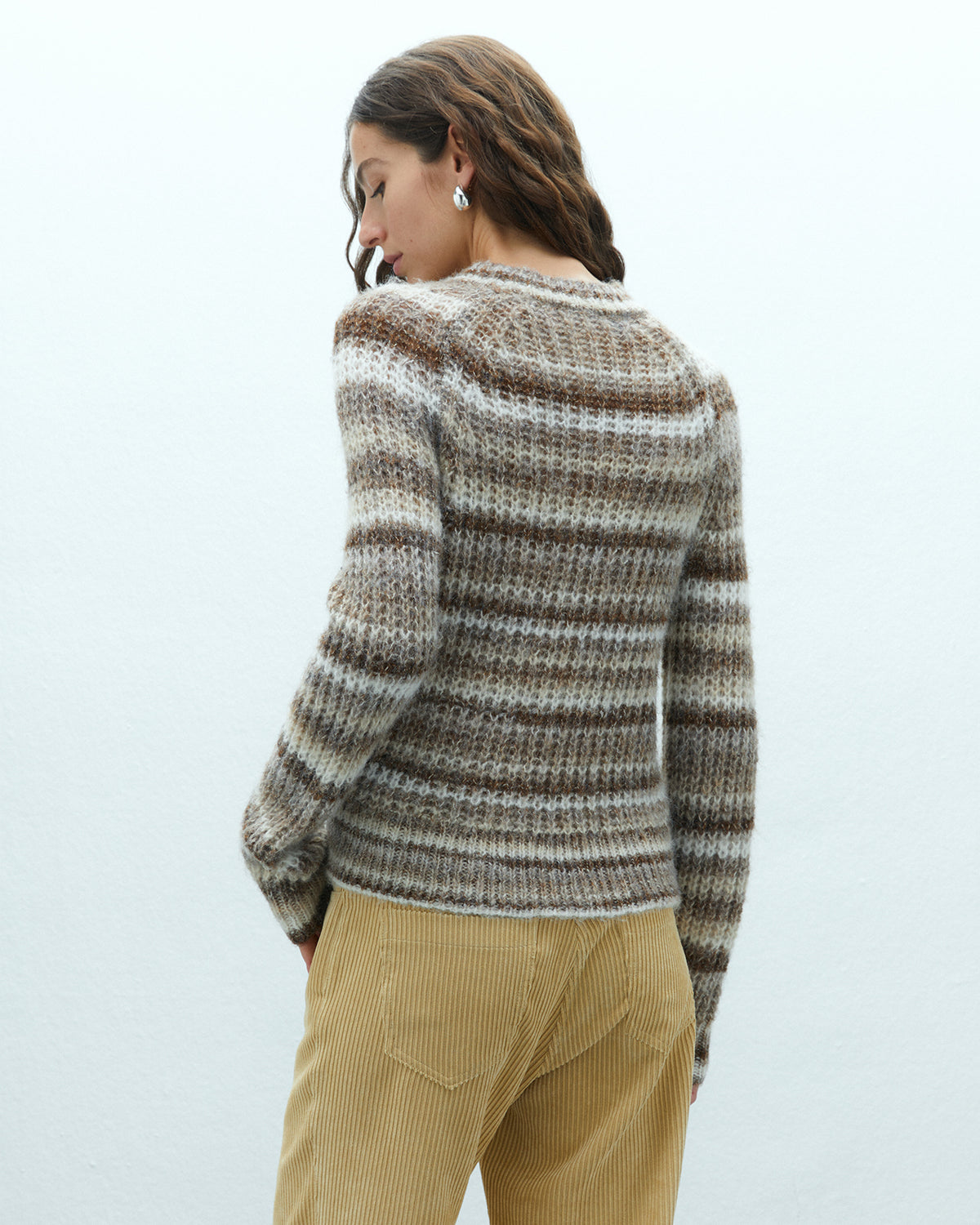 Jersey de mujer cuello redondo estampado rayas
