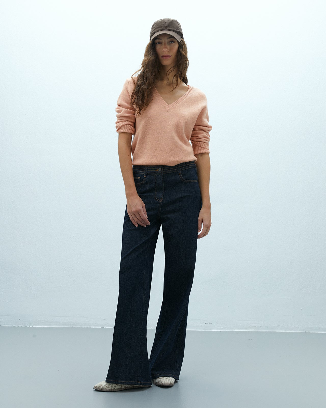 Jersey de mujer básico cuello pico