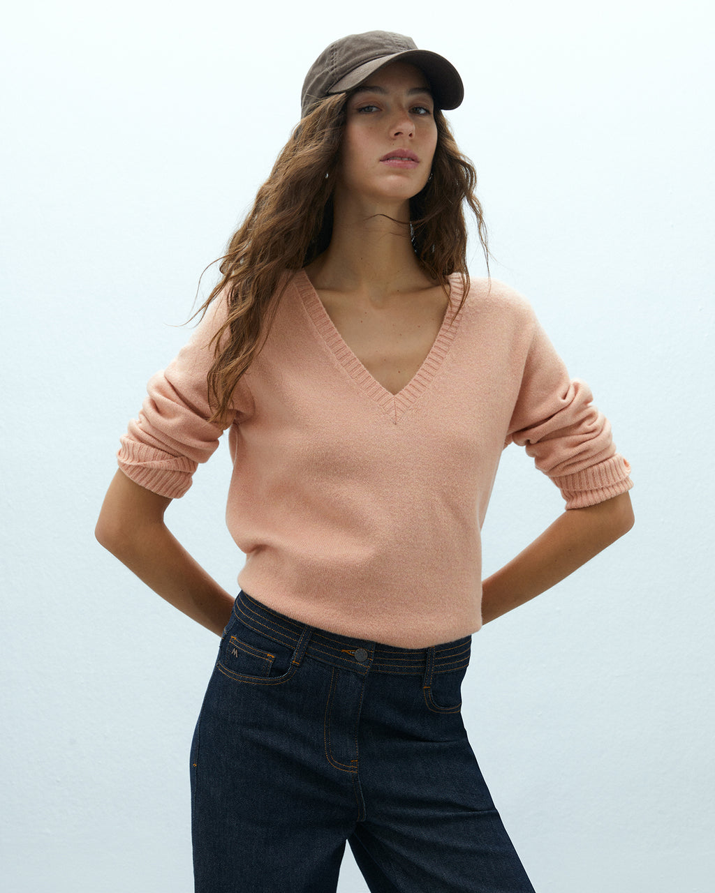 Jersey de mujer básico cuello pico