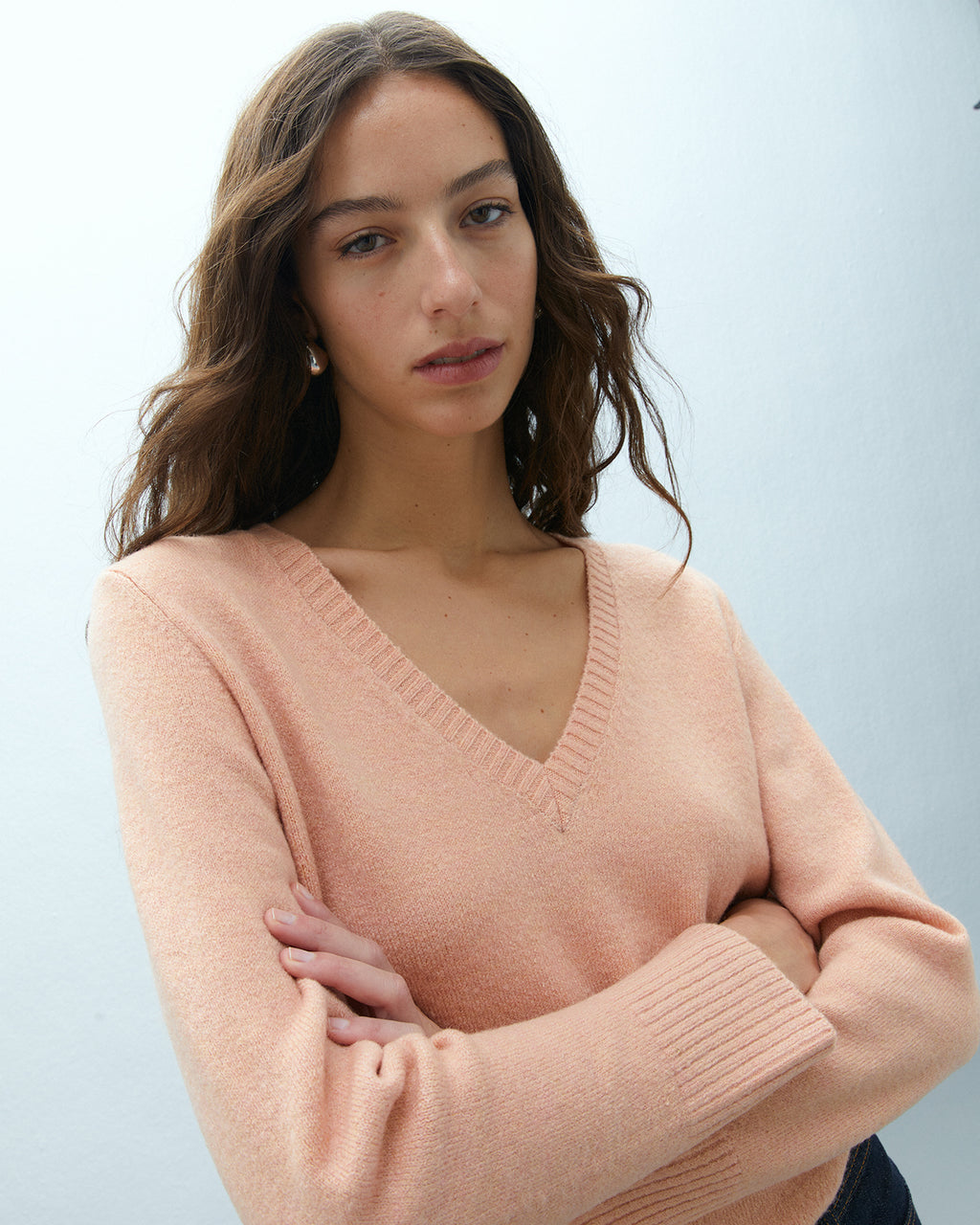 Jersey de mujer básico cuello pico