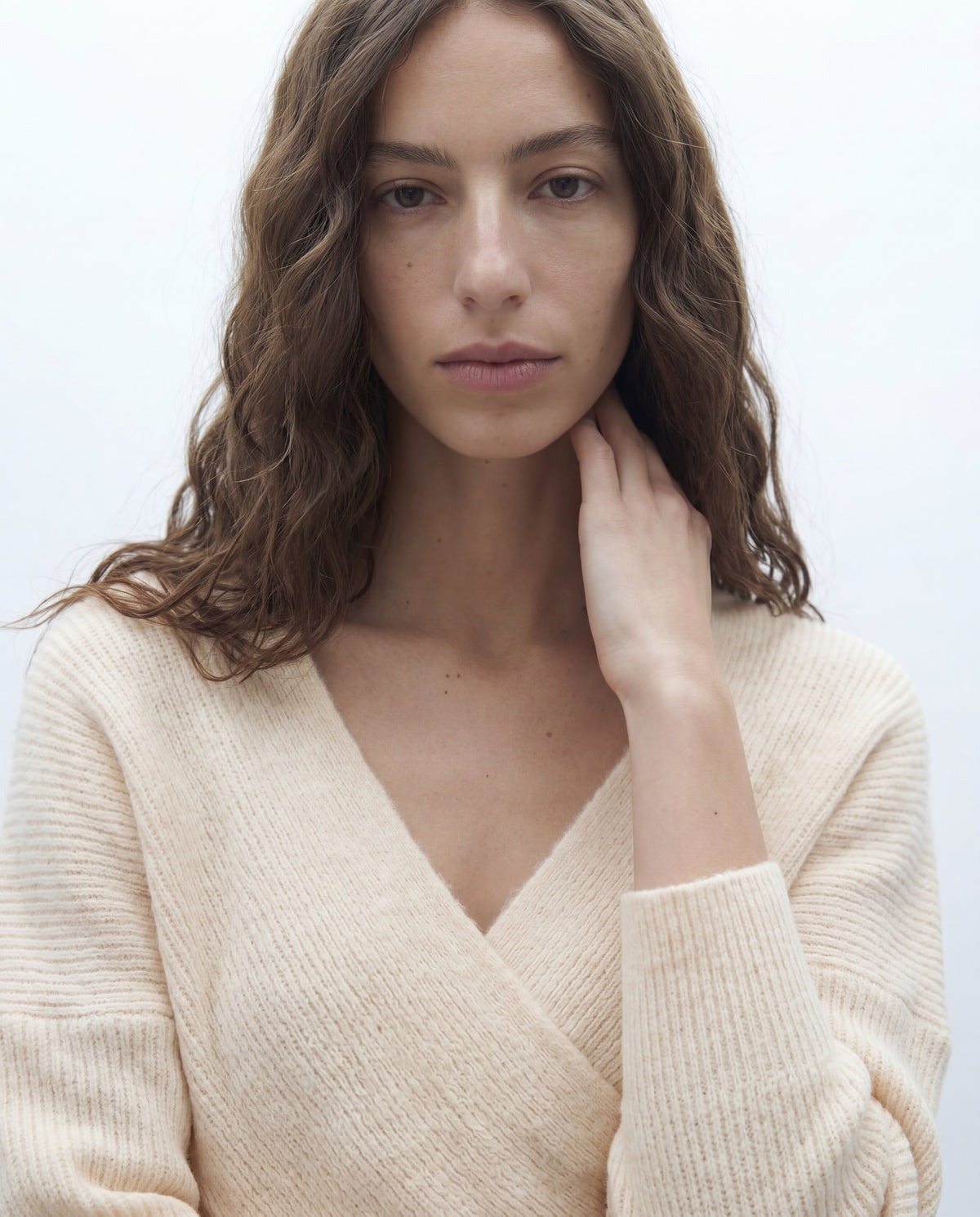 Jersey de mujer escote pico efecto cruzado