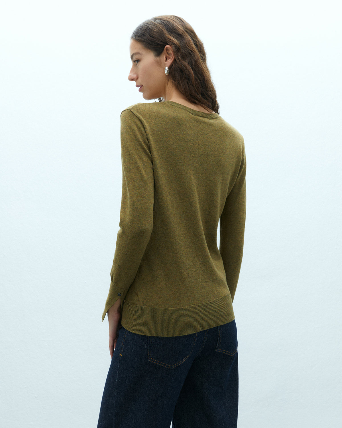Jersey de mujer punto fino cuello redondo manga larga