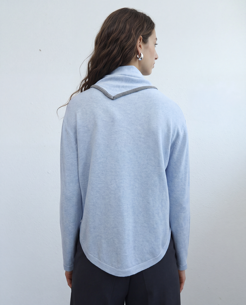 Cardigán de mujer punto fino cuello redondo manga larga