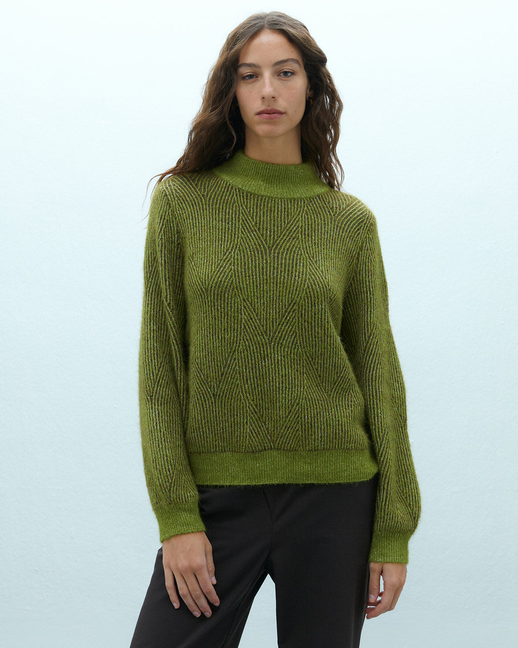 Jersey de mujer bicolor cuello perkins manga larga