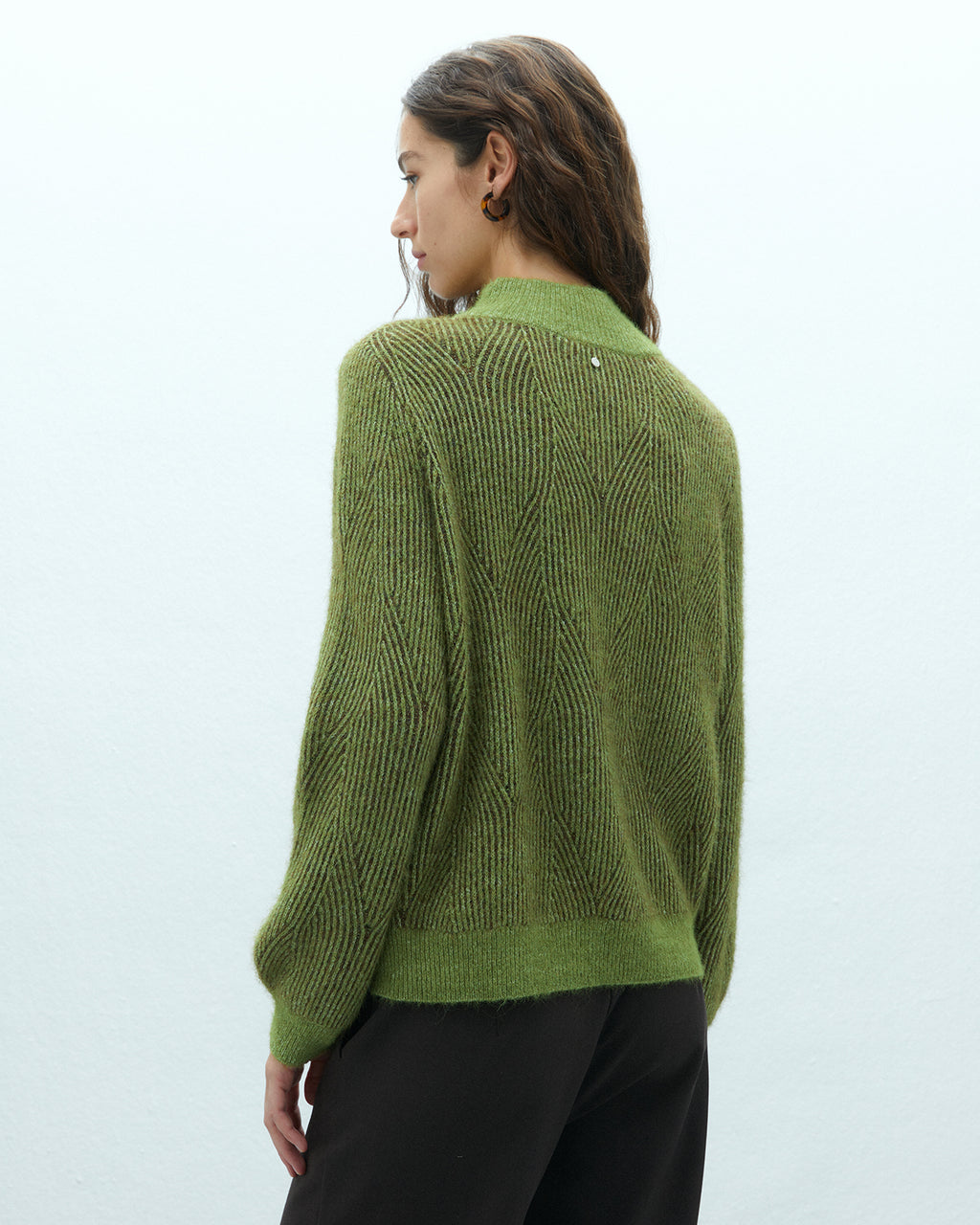 Jersey de mujer bicolor cuello perkins manga larga