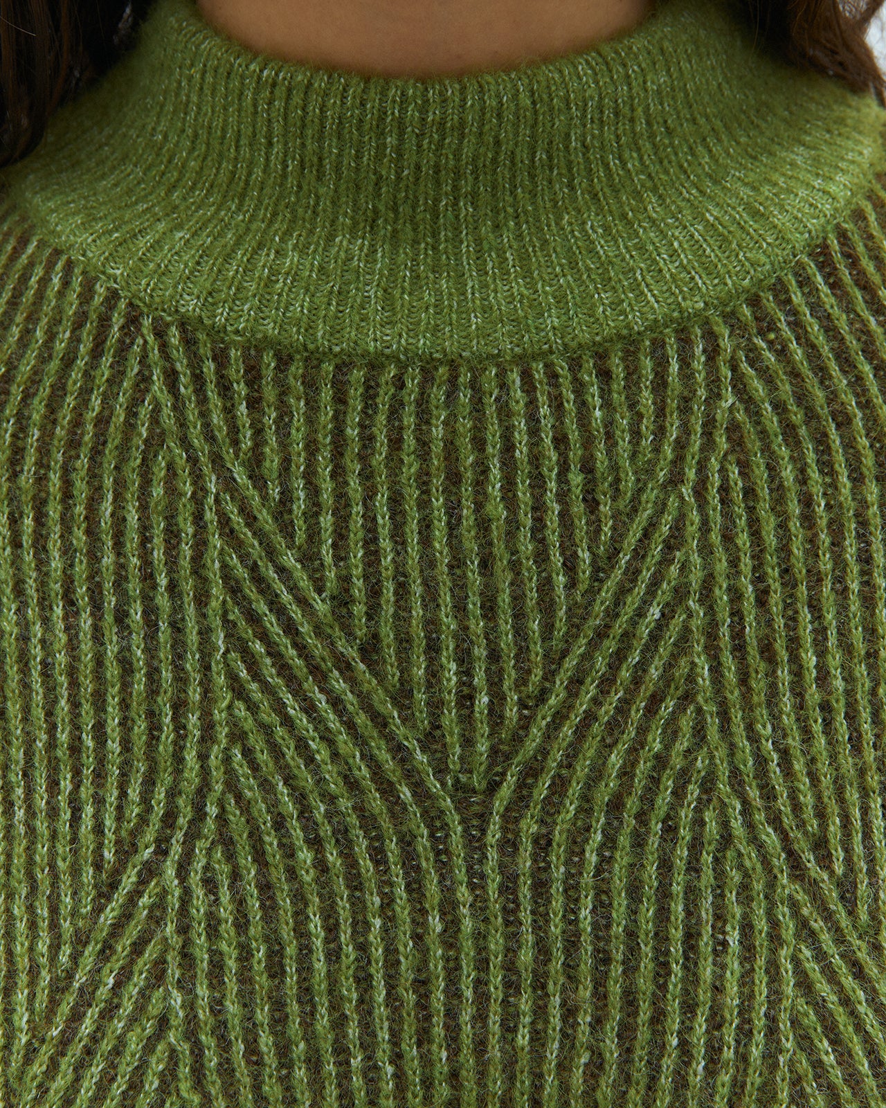 Jersey de mujer bicolor cuello perkins manga larga