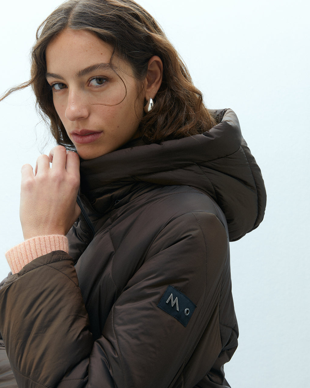 Parka larga de mujer acolchada capucha extraible