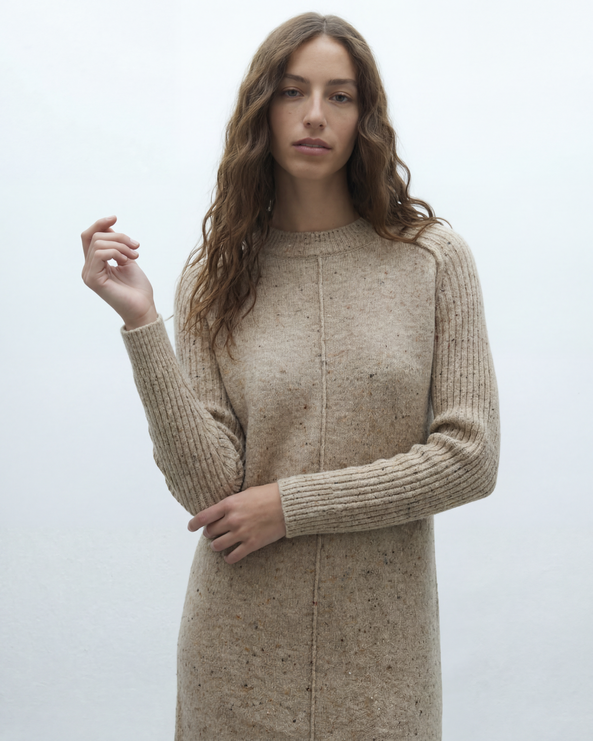 Vestido midi de punto jaspeado