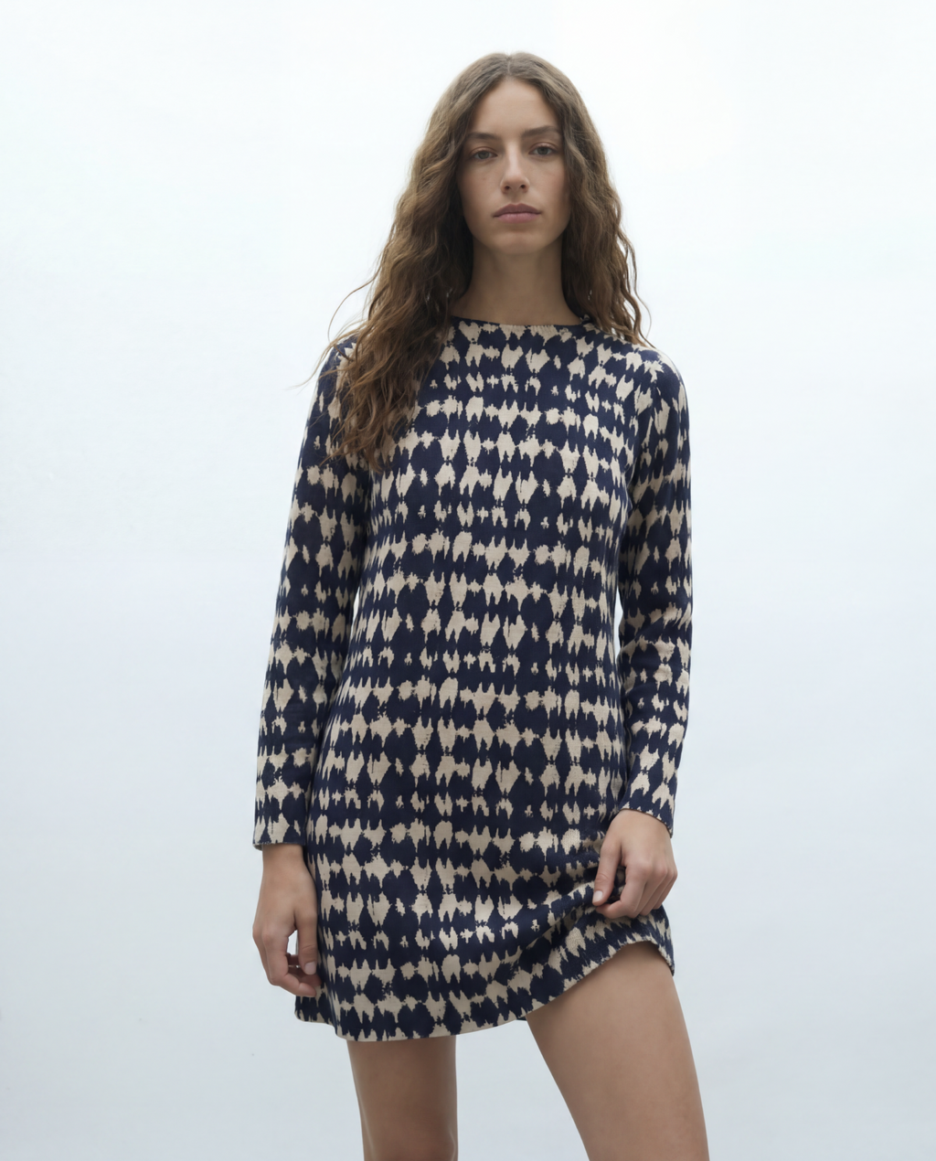 Vestido midi de punto estampado