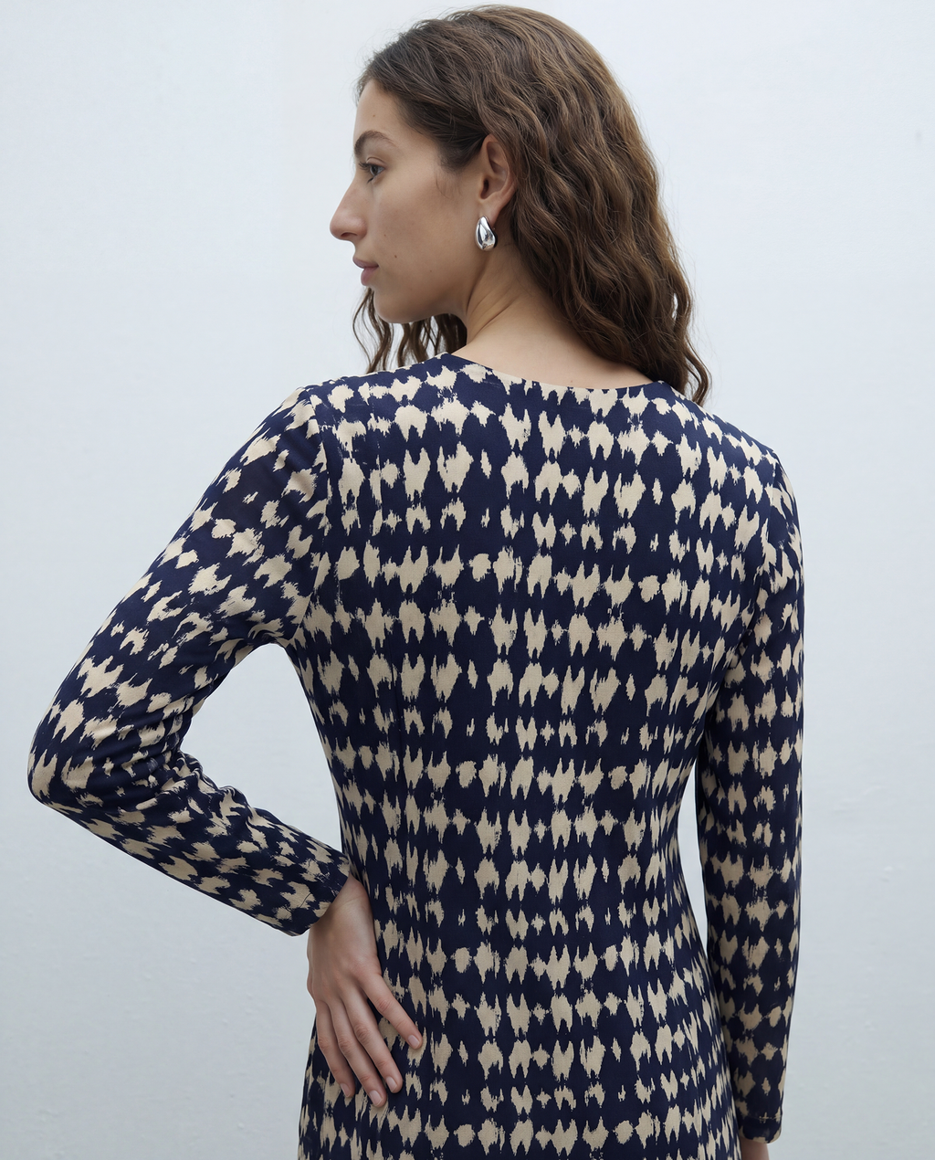 Vestido midi de punto estampado