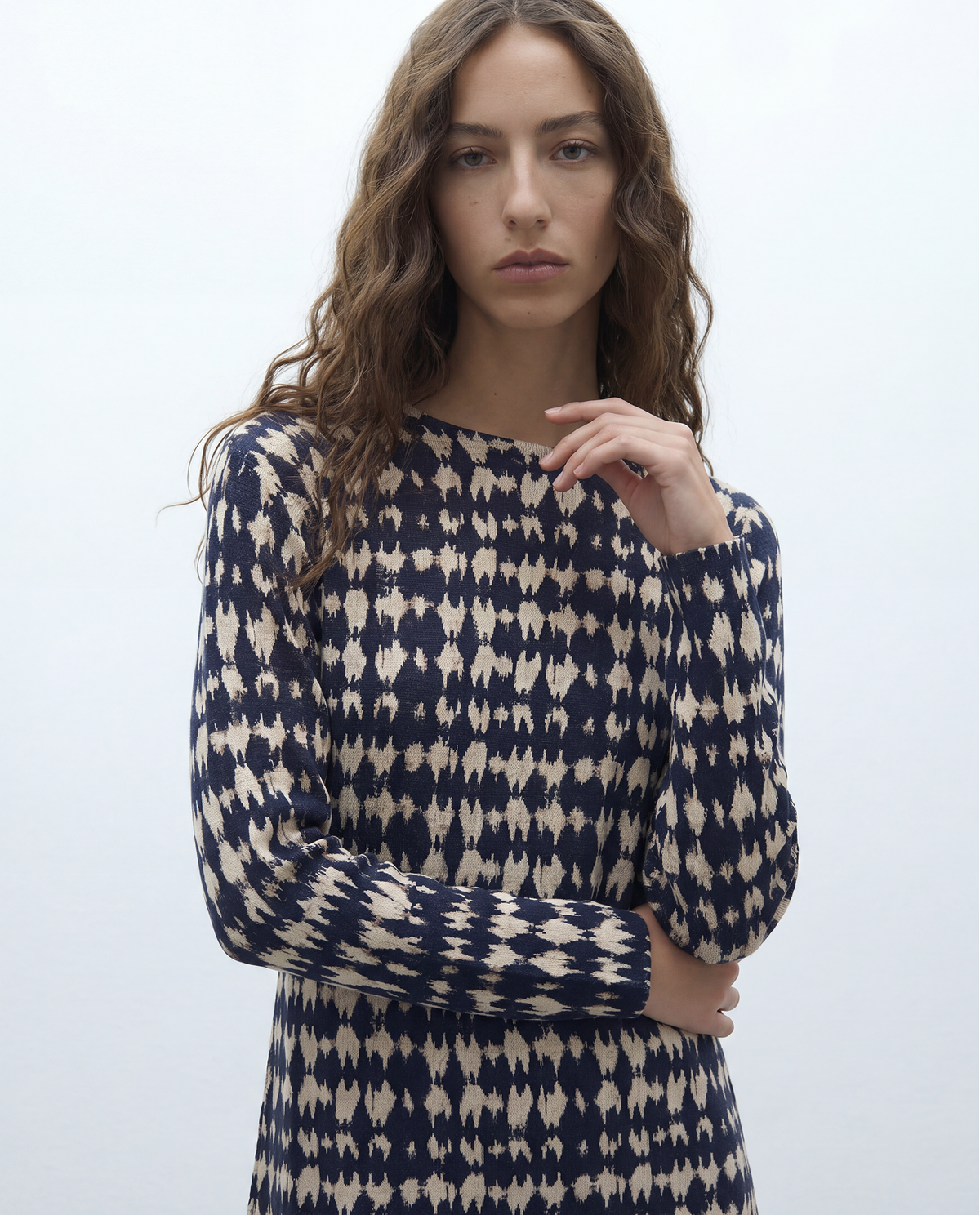 Vestido midi de punto estampado