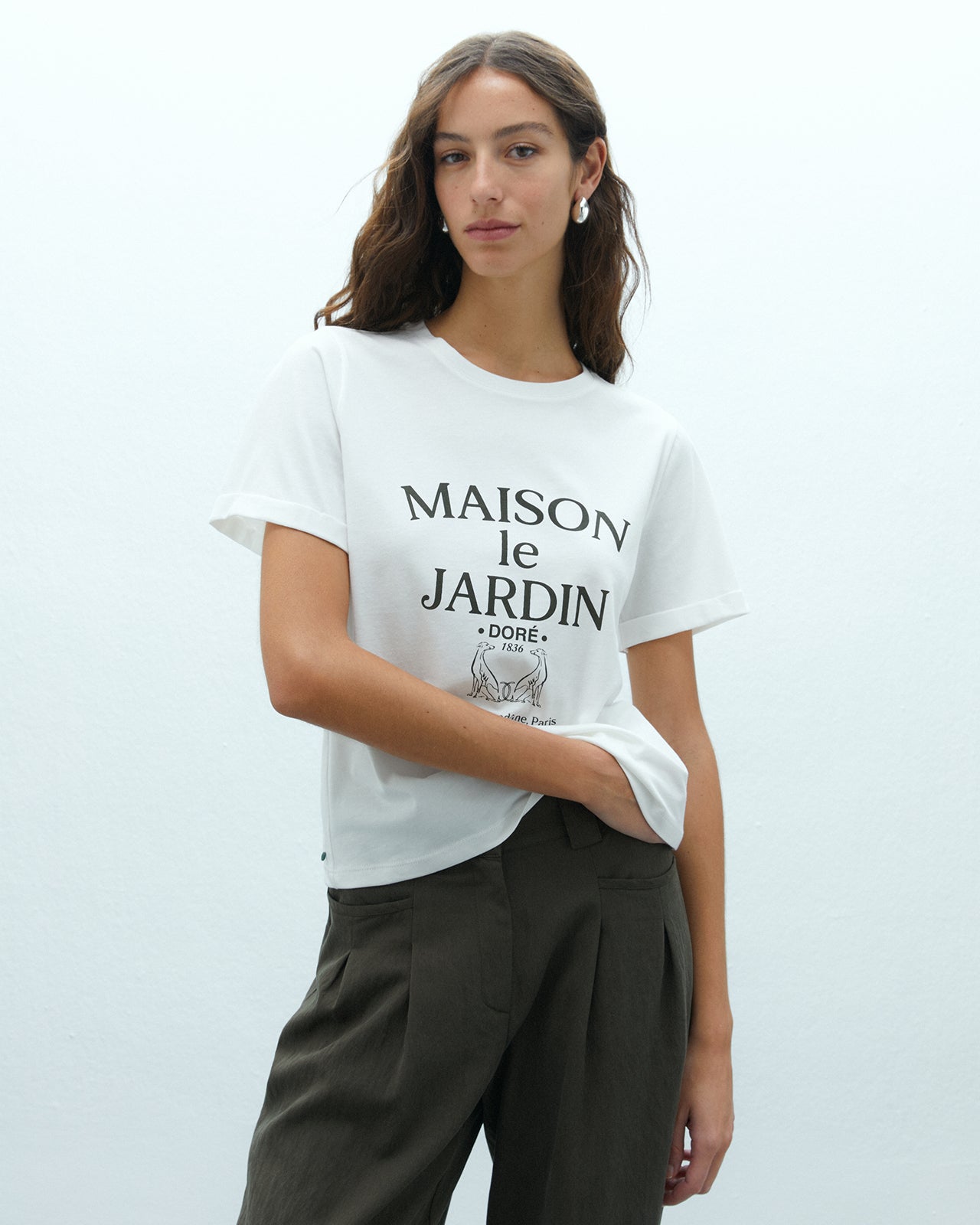 Camiseta de mujer de algodón con estampado