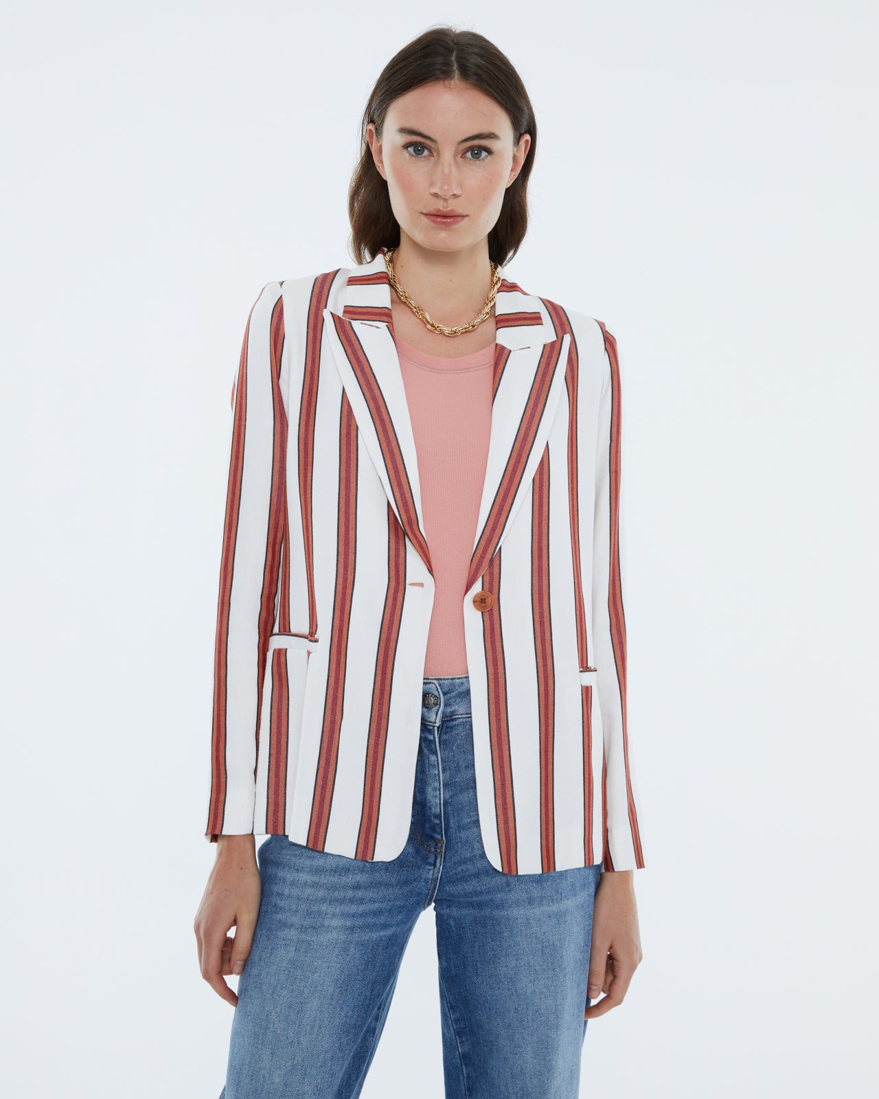 Blazer de mujer estampado rayas. Forrada.