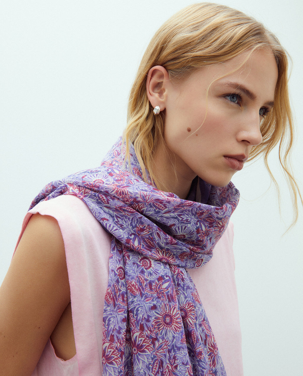 Fulard de algodón estampado floral