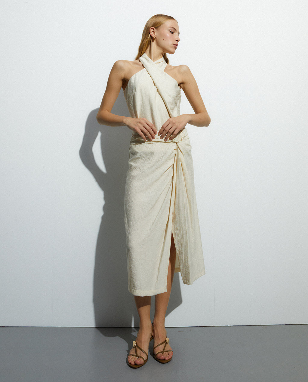 Falda midi efecto pareo