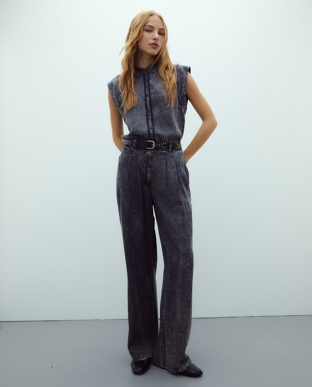 Camisa de mujer en tencel tindado