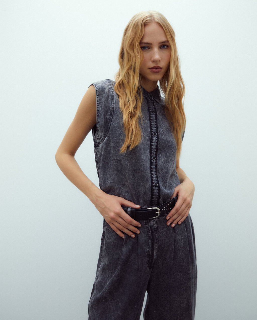 Camisa de mujer en tencel tindado