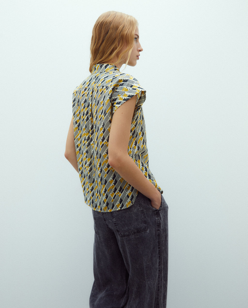 Camisa de mujer estampada manga corta