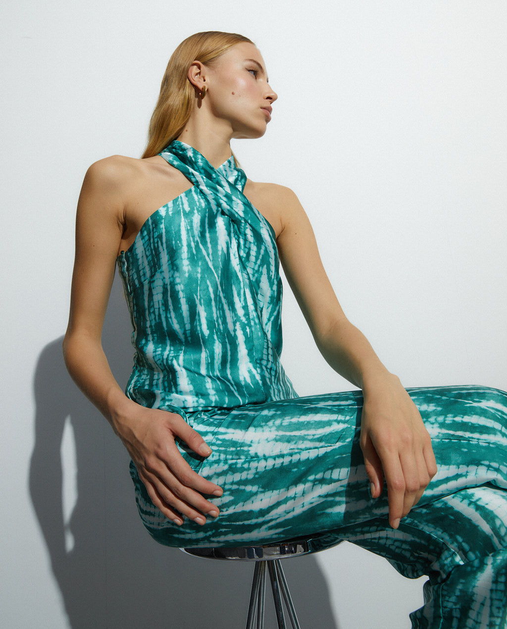 Top de mujer estampado cuello halter