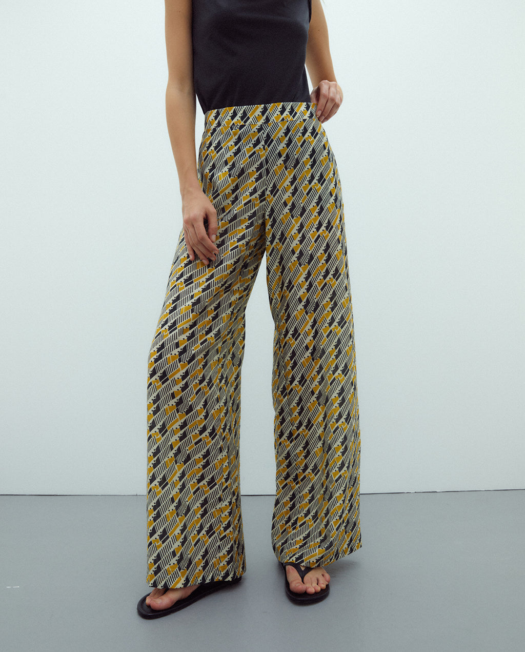 Pantalón de mujer ancho estampado cintura elástica