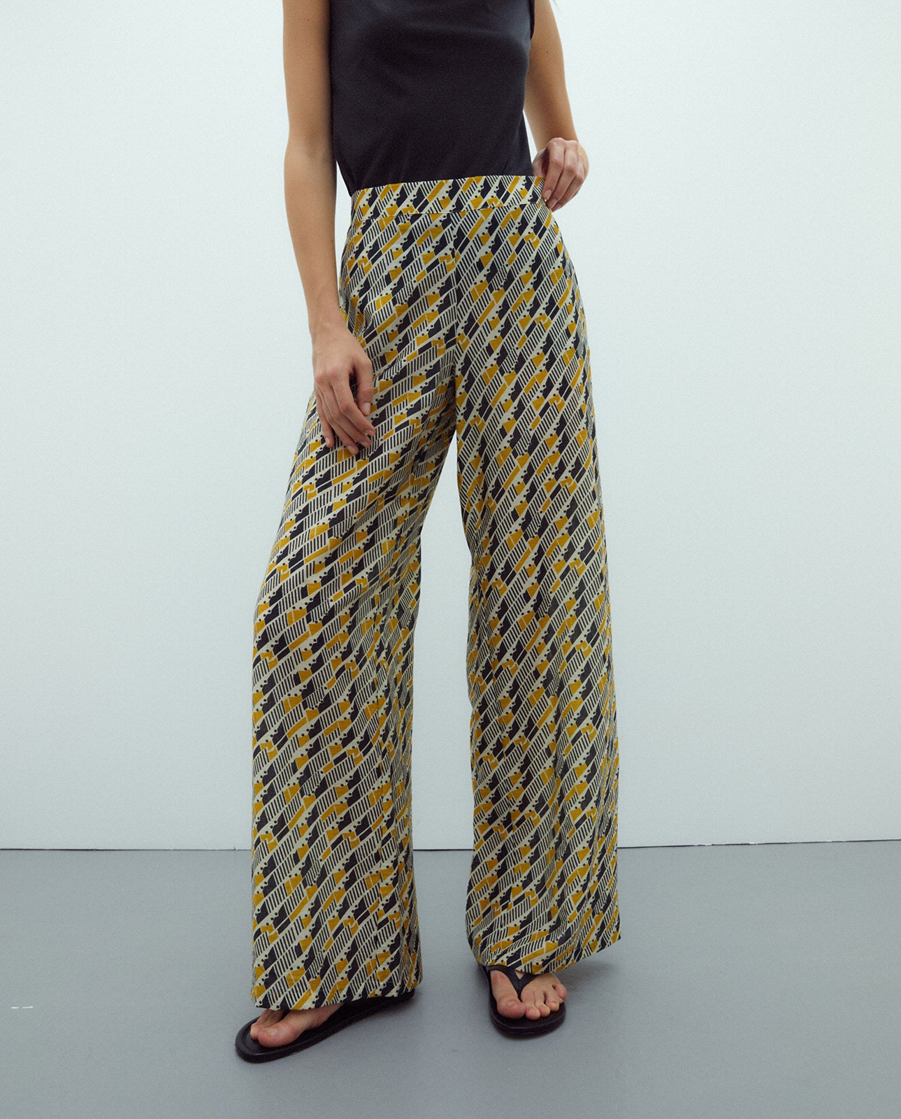 Pantalón de mujer ancho estampado cintura elástica