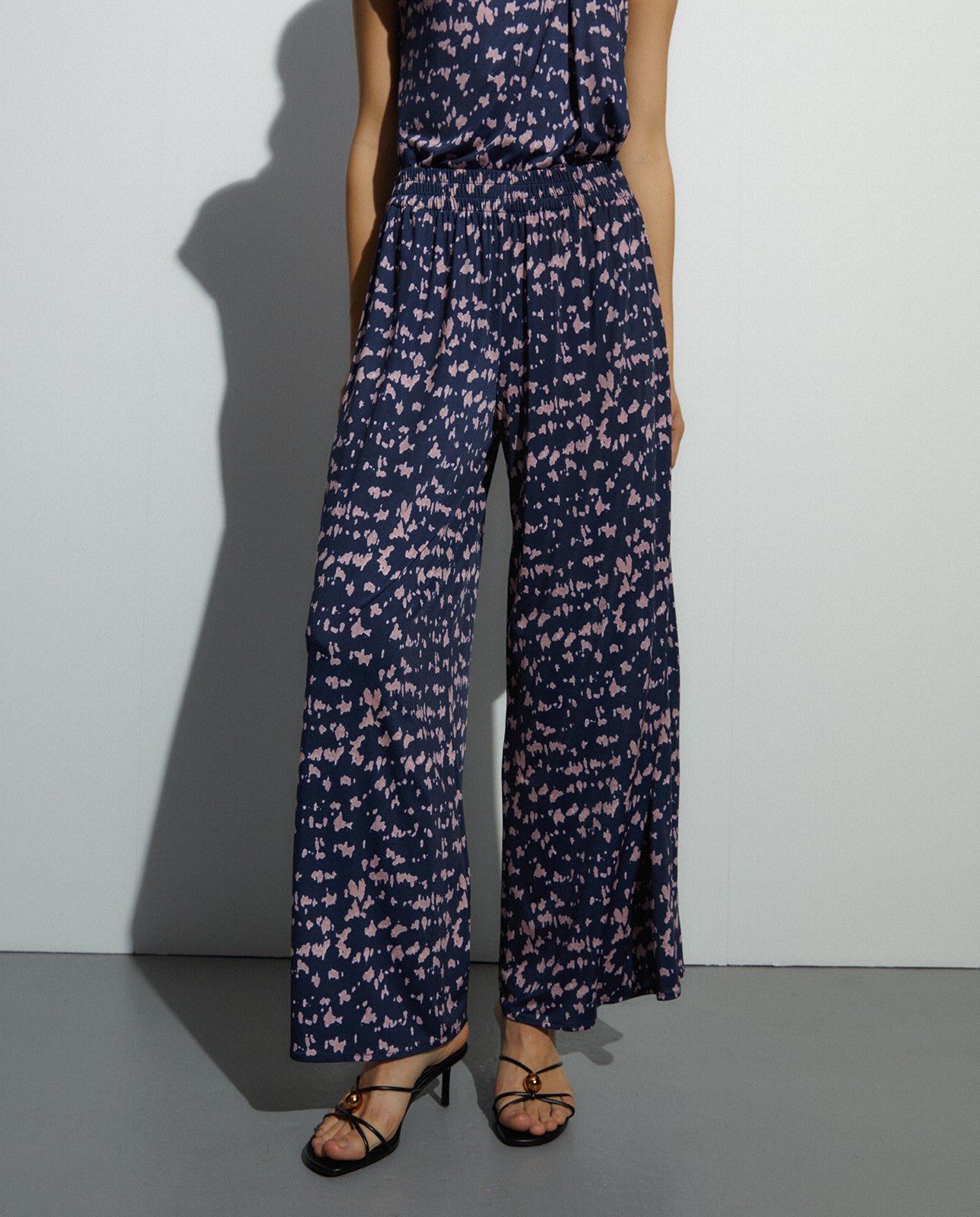 Pantalón ancho de mujer en punto cintura elástica