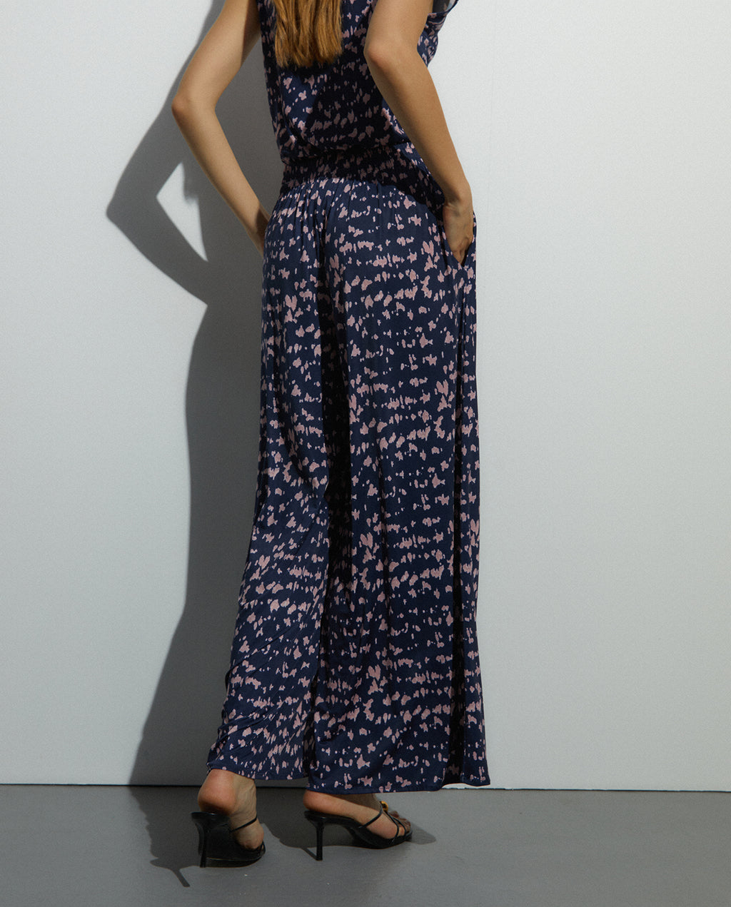 Pantalón ancho de mujer en punto cintura elástica