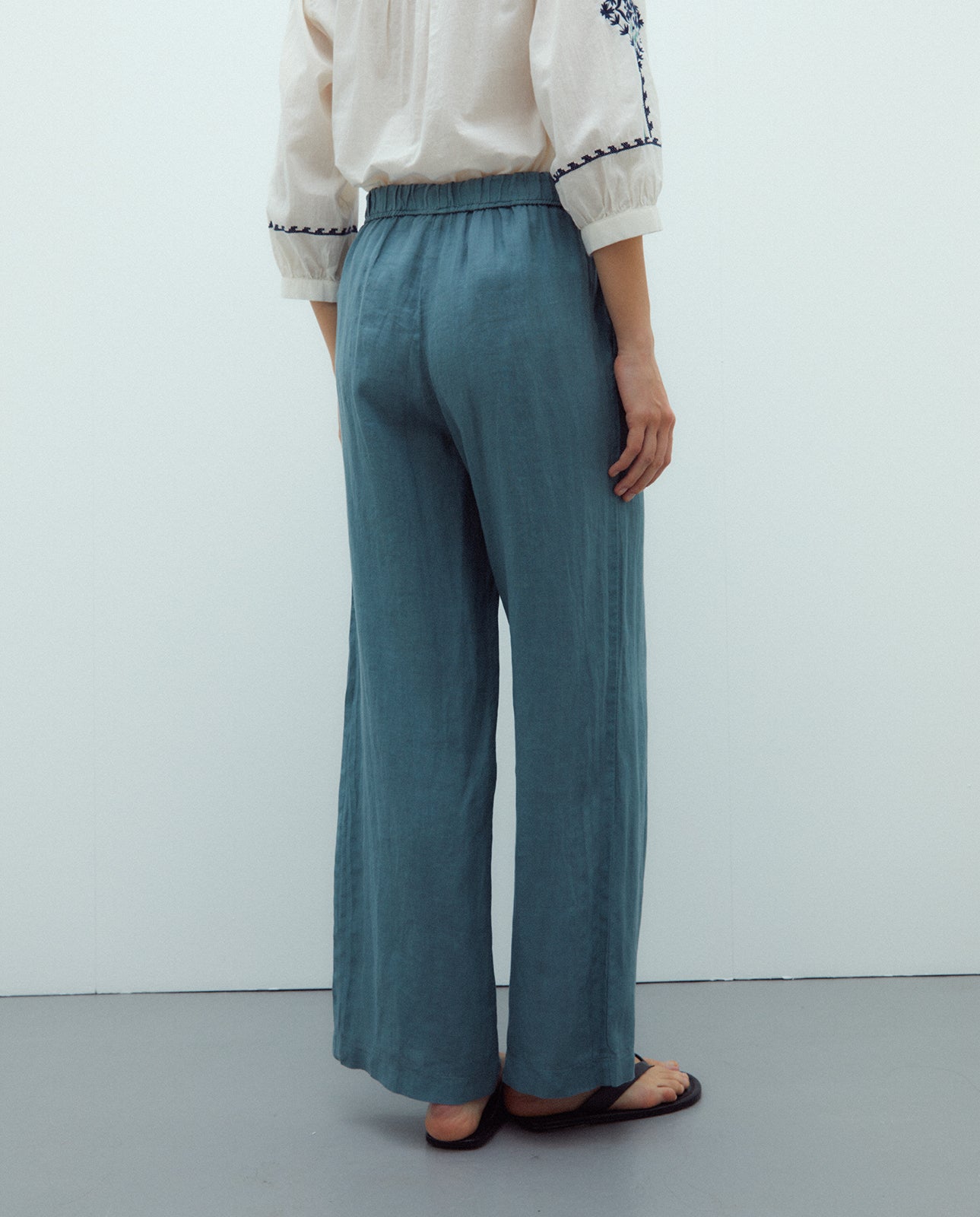 Pantalón de mujer lino 100% cintura elástica