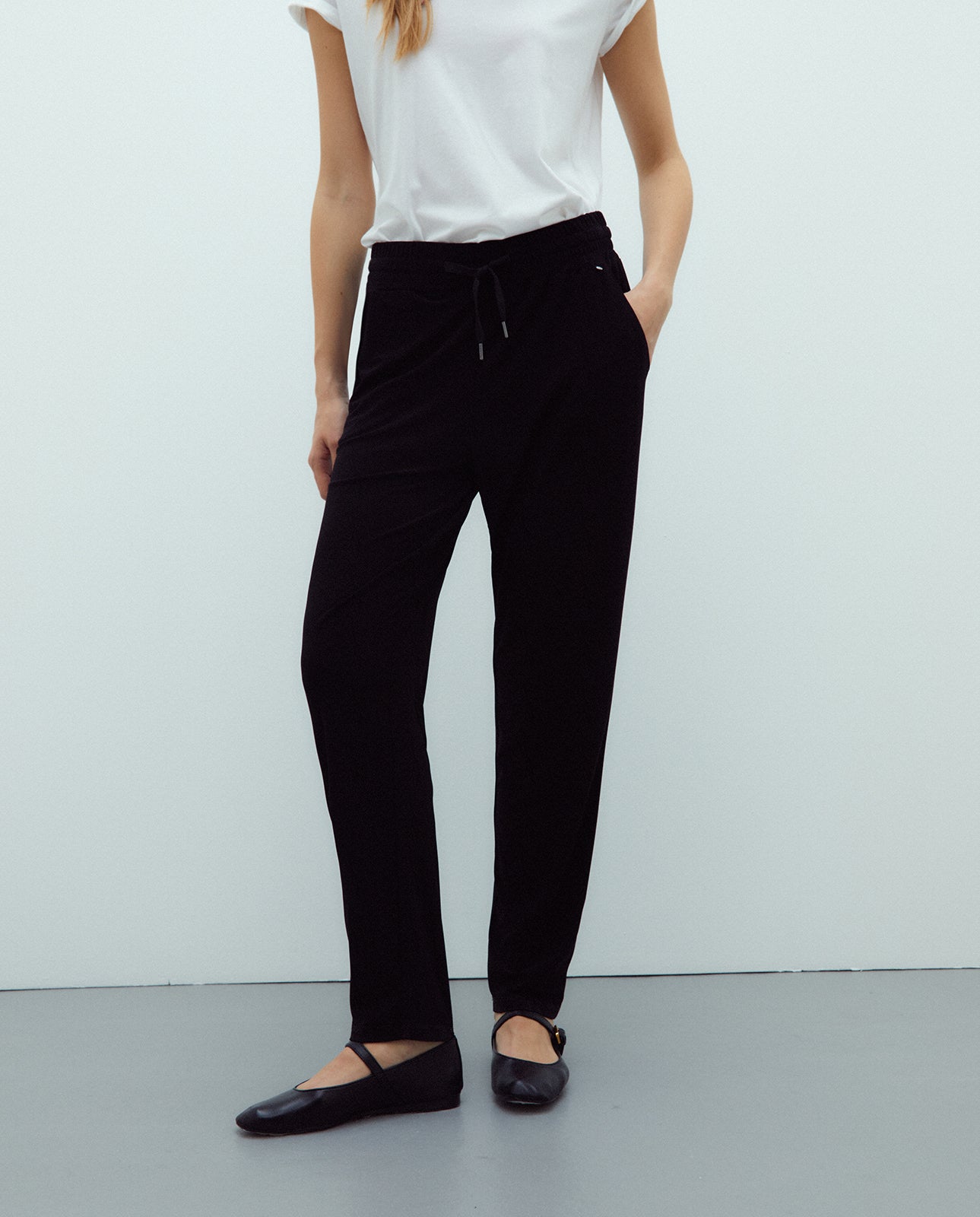 Pantalón de mujer punto liso cintura elástica