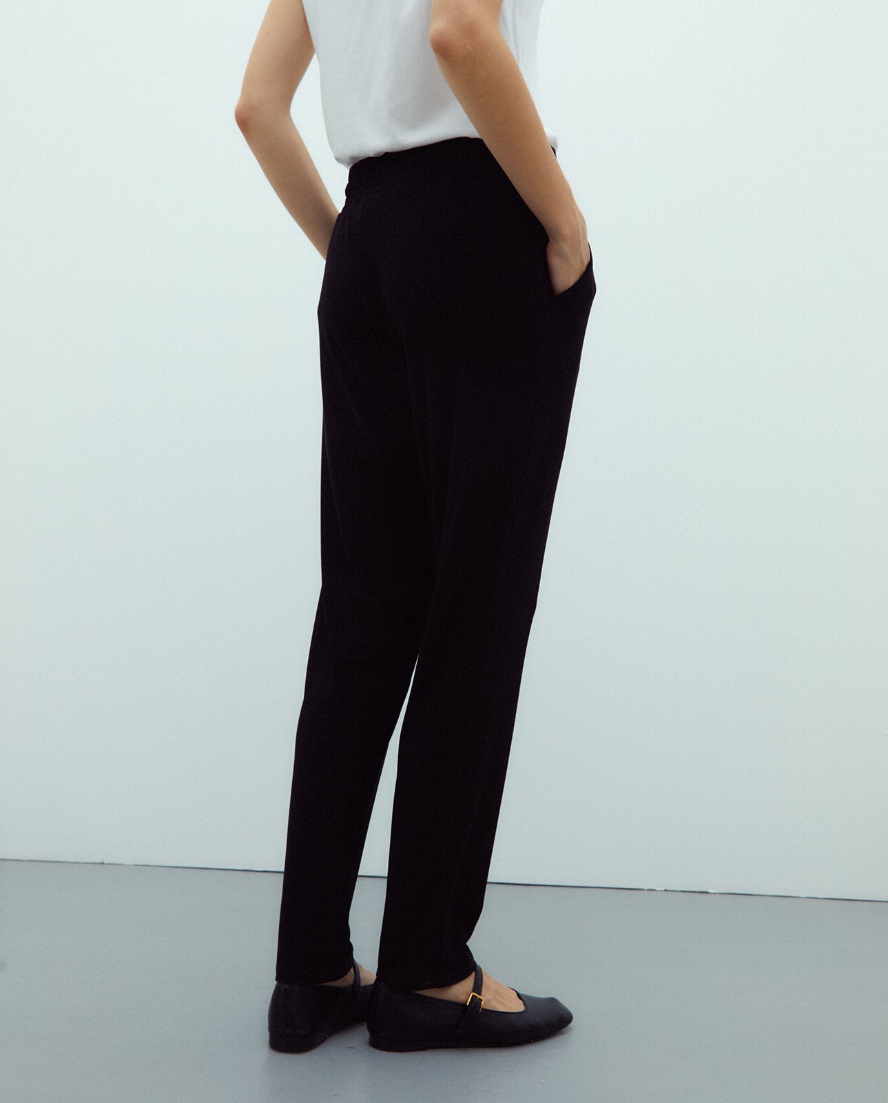 Pantalón de mujer punto liso cintura elástica