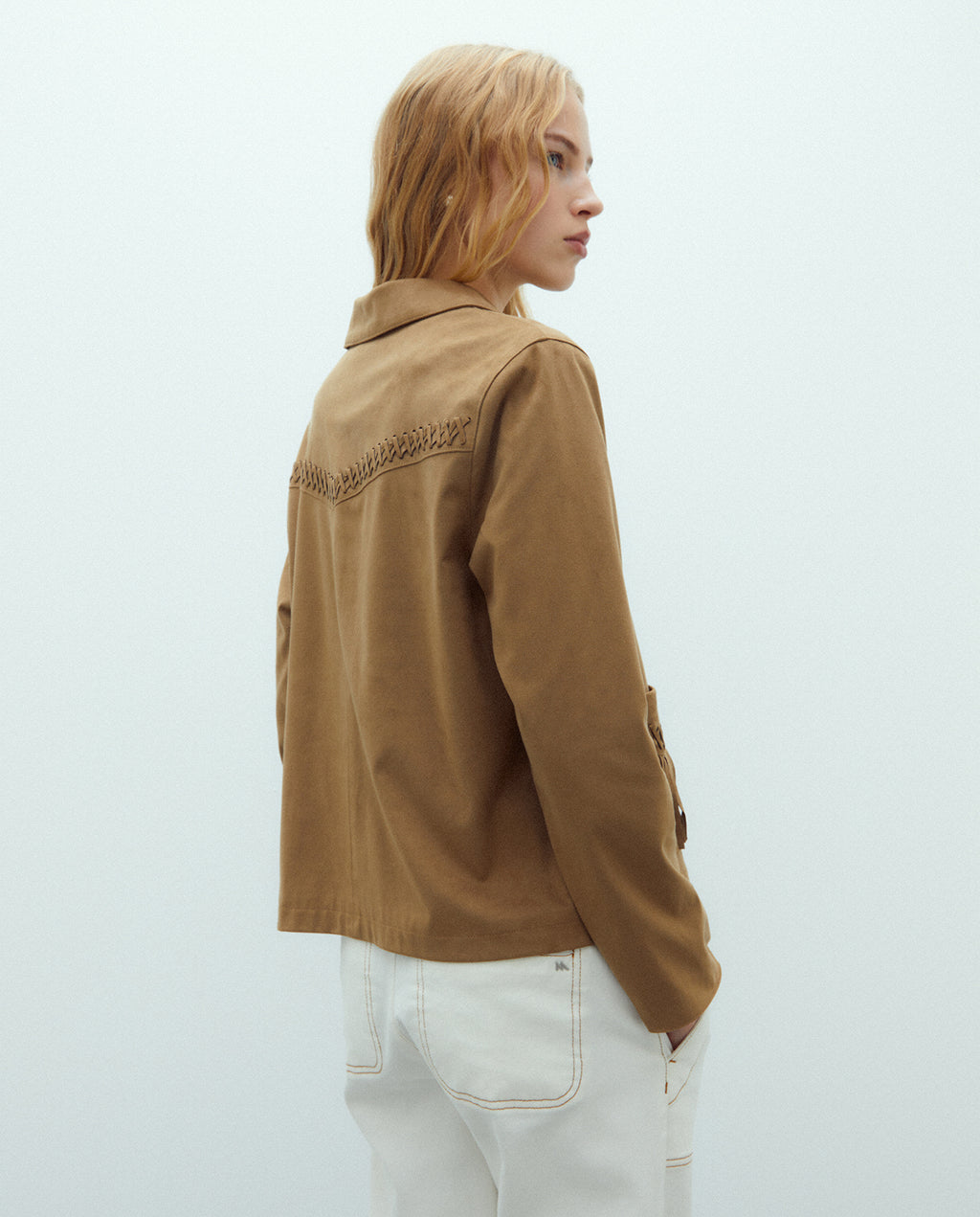 Chaqueta de mujer efecto ante con flecos