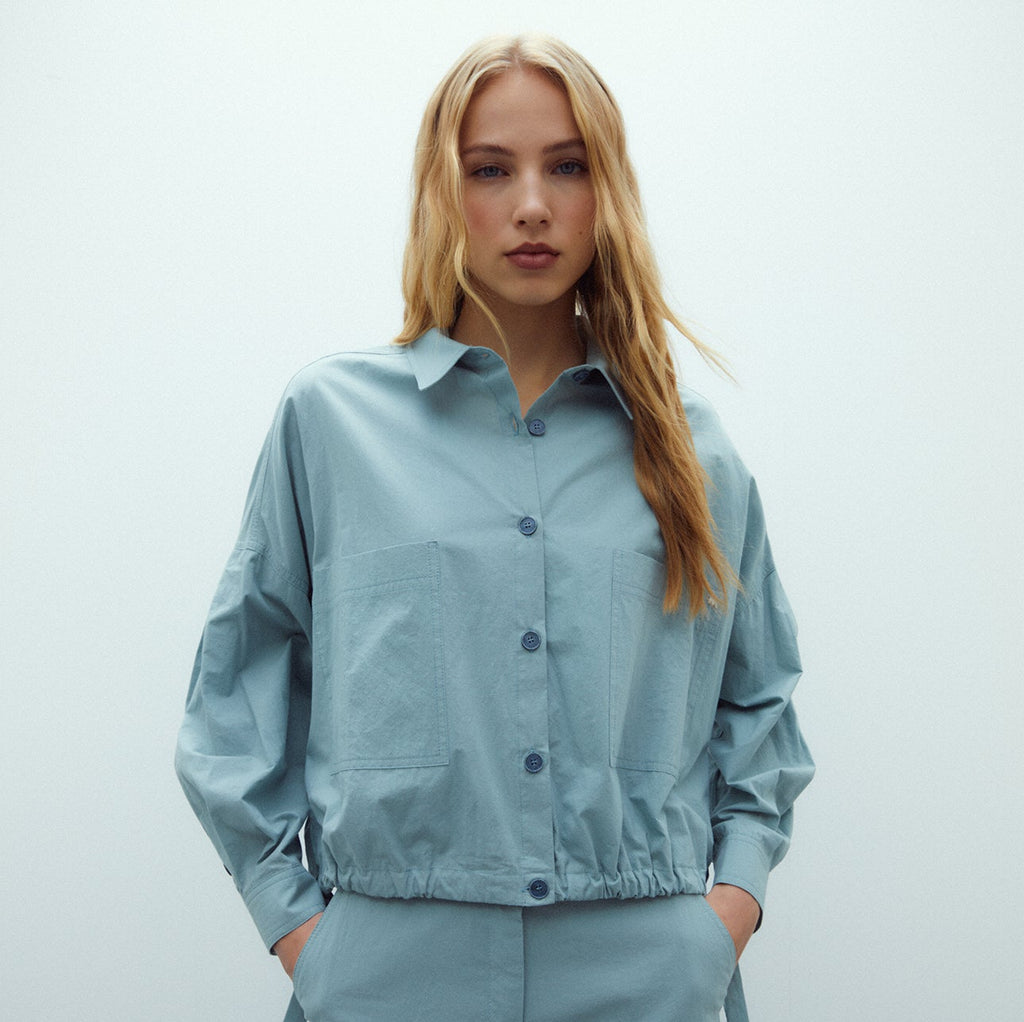 Chaqueta corta de mujer popelin manga larga