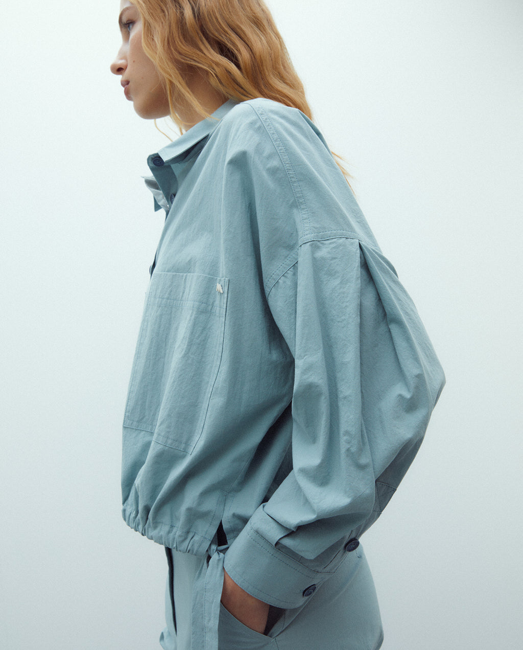 Chaqueta corta de mujer popelin manga larga