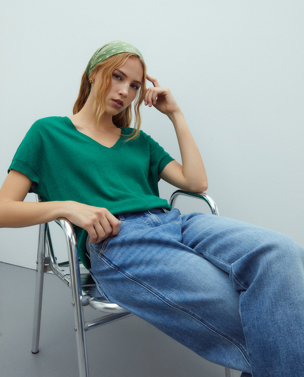 Jersey de mujer cuello pico manga corta