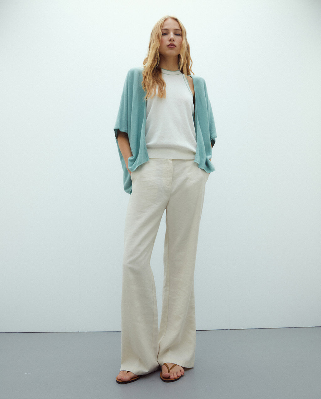 Kimono de mujer en punto liso lino algodón