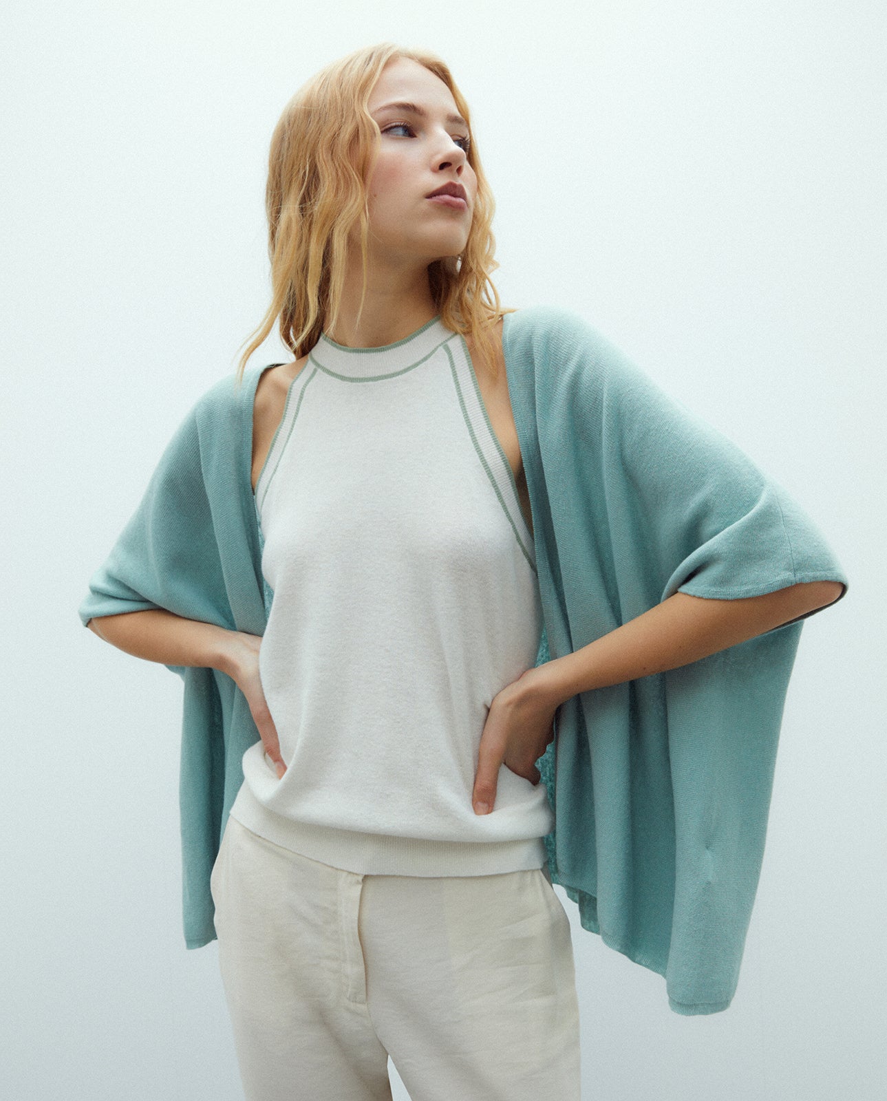 Kimono de mujer en punto liso lino algodón