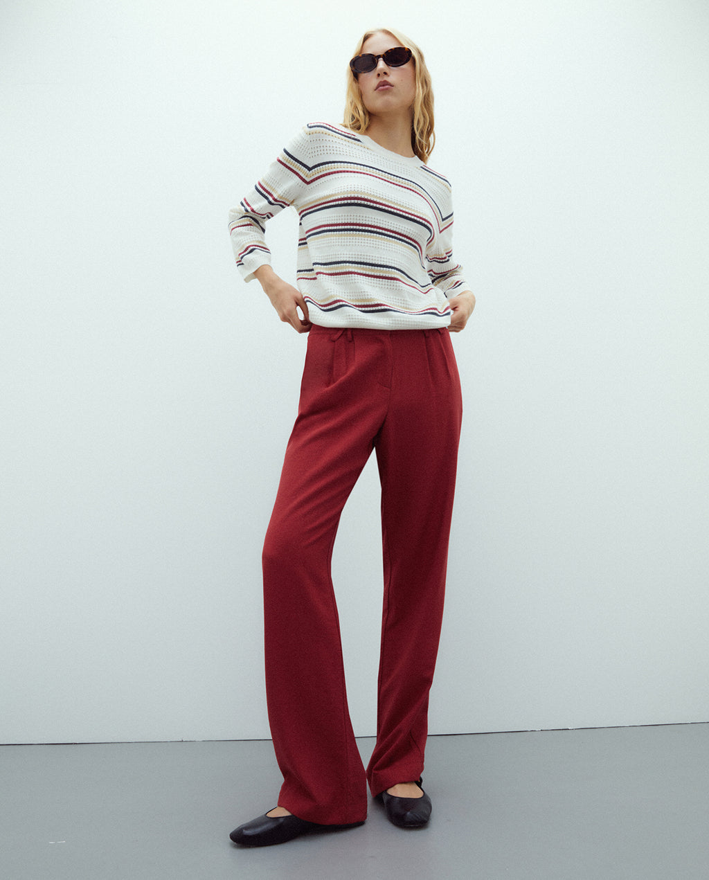 Jersey de mujer estampado rayas cuello redondo