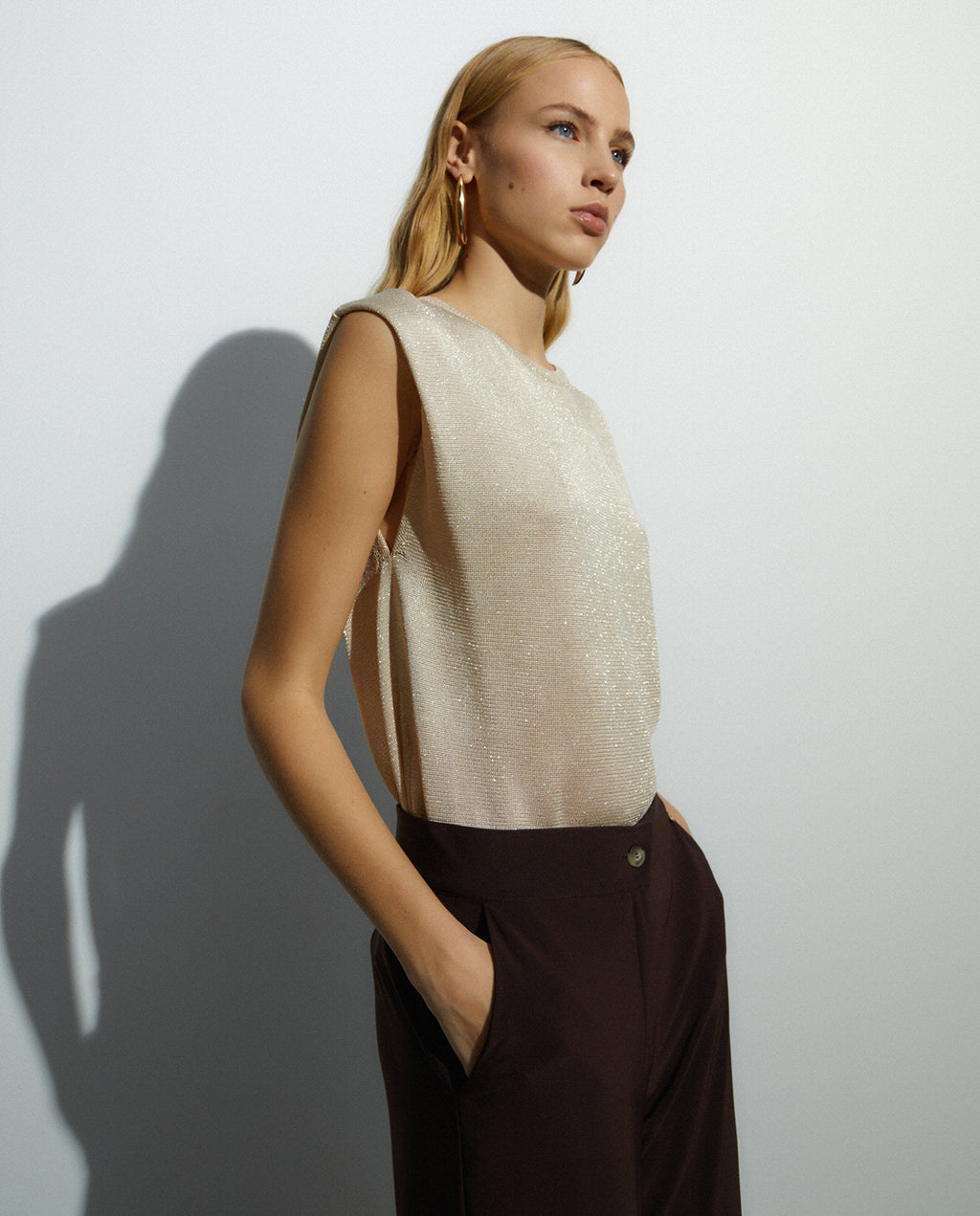 Jersey de mujer sin mangas escote redondo