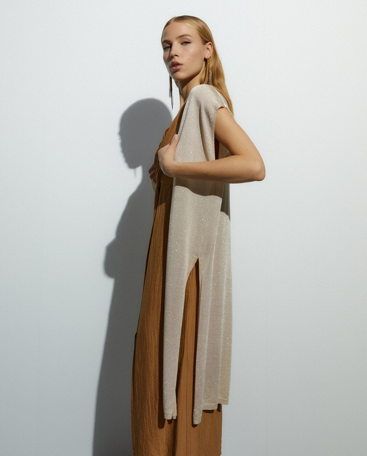 Chaleco largo de mujer en punto