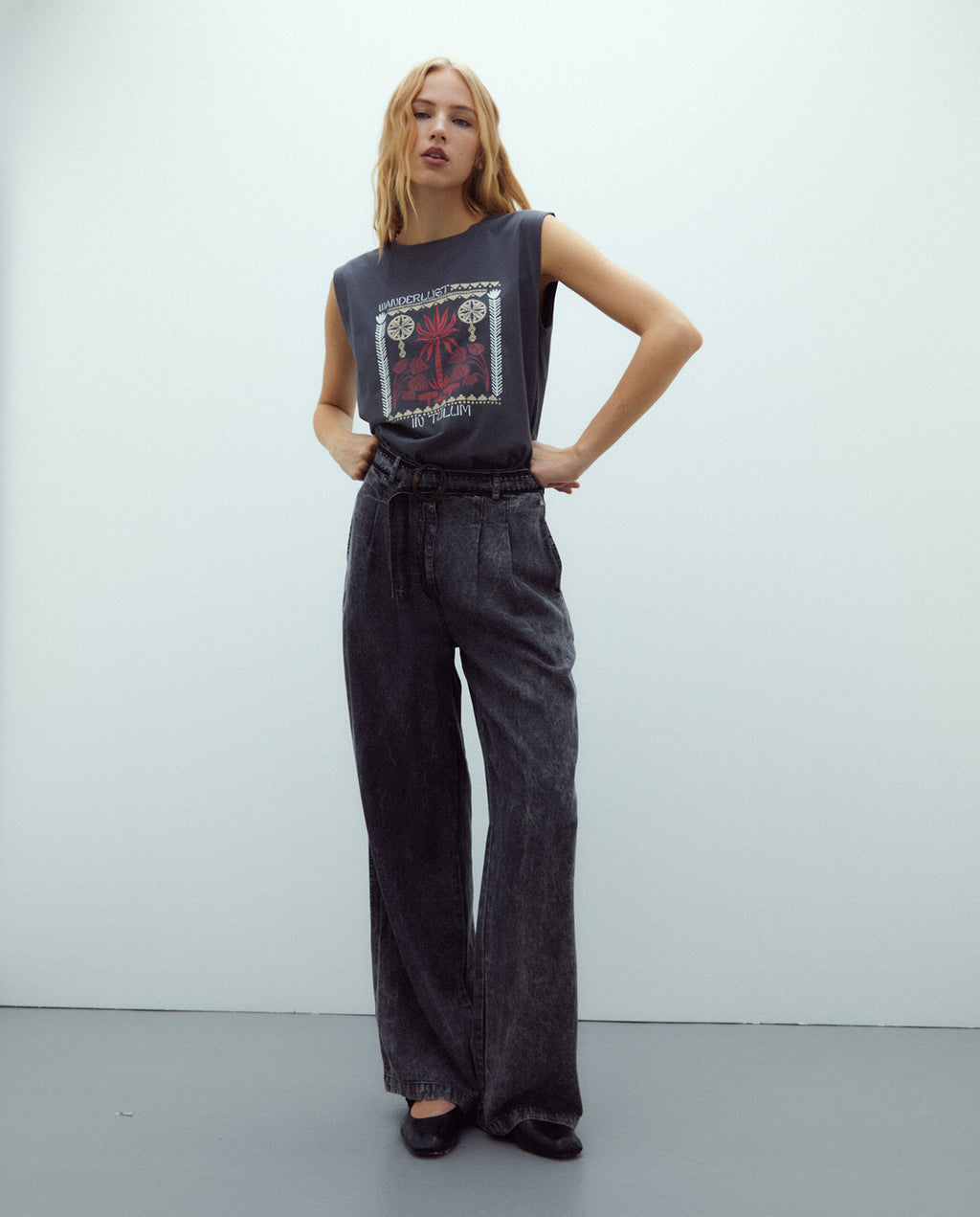 Camiseta de mujer cuello redondo print frontal