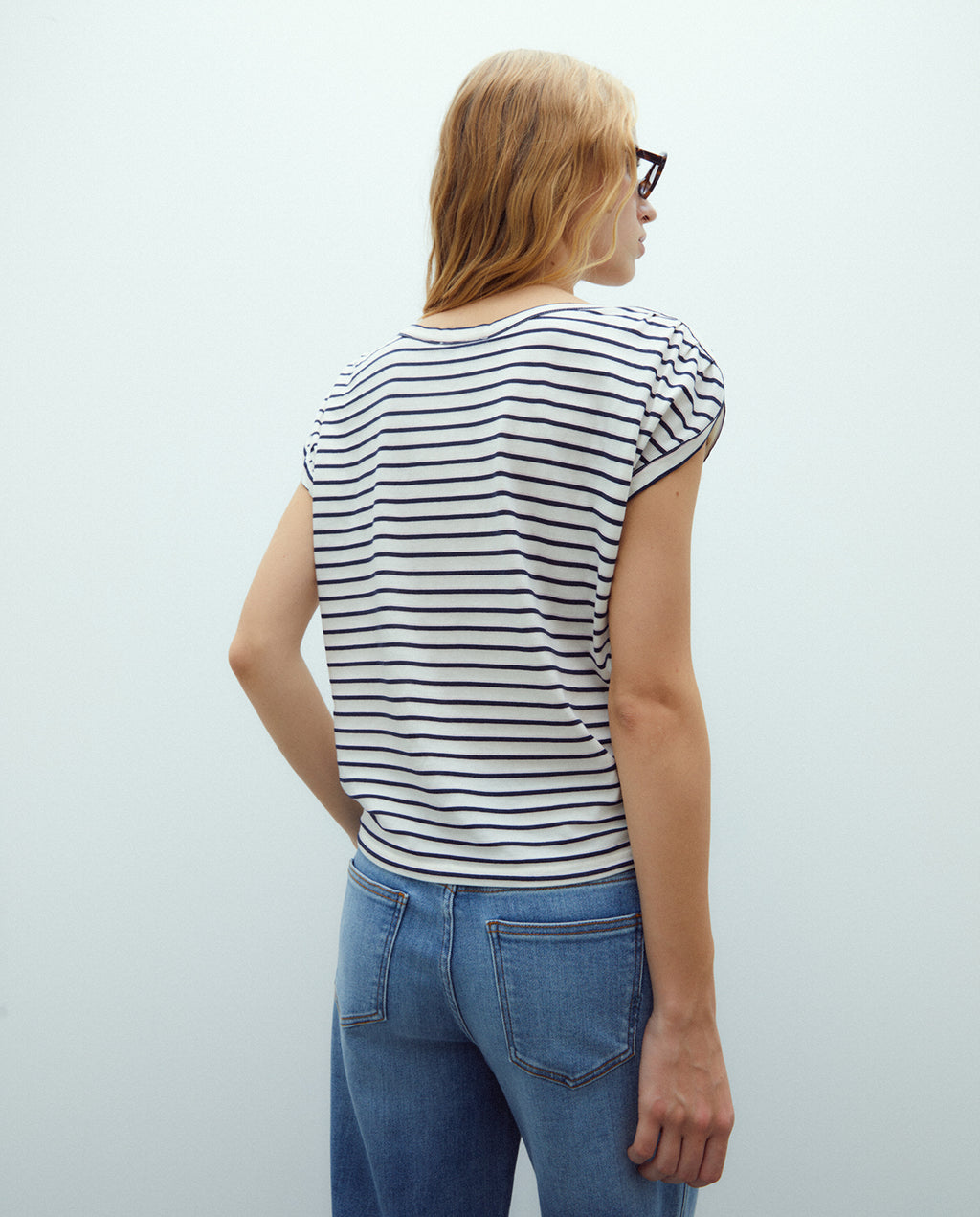 Camiseta de mujer estampado rayas escote barco