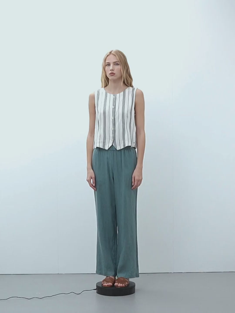 Chaleco de mujer estampado rayas cuello redondo